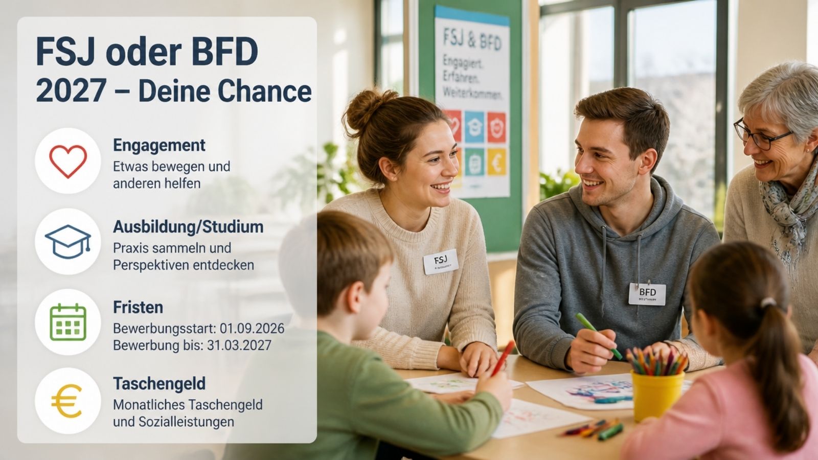 Bundesfreiwilligendienst 23 BFD, FSJ 2027 - wann bewerben?